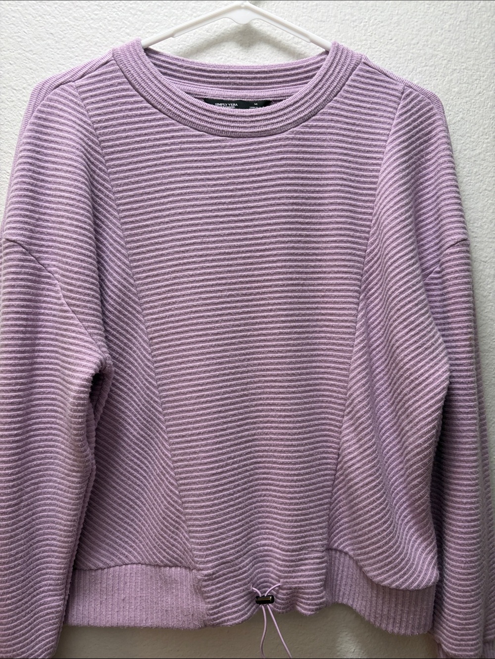 Vera Wang Lavender Ribbed Crewneck Sweater